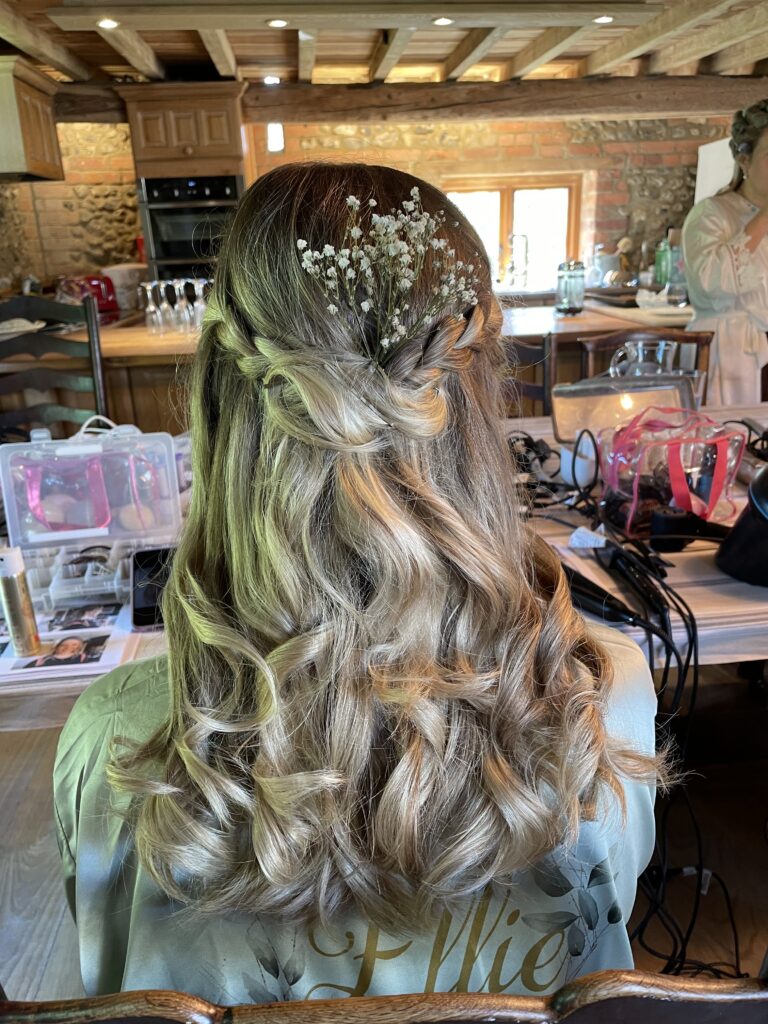 Lilly Brook Manor wedding venue. bride with long matching hair extensions